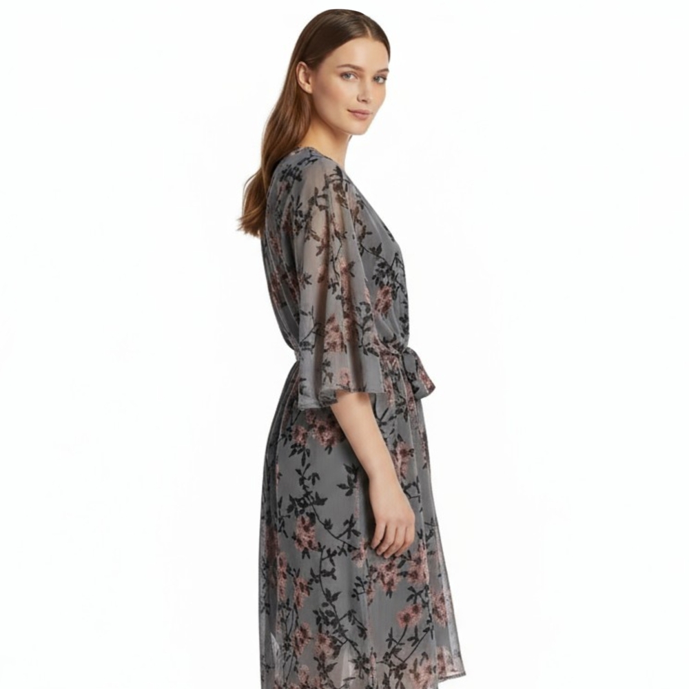 Modcloth Floral Sheer Robe - Black and Pink